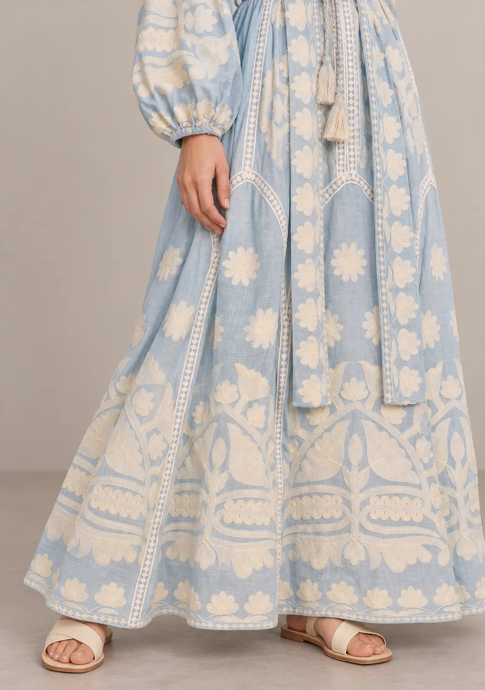Women’s Cotton Embroidered Floral Long Dress - Ayat