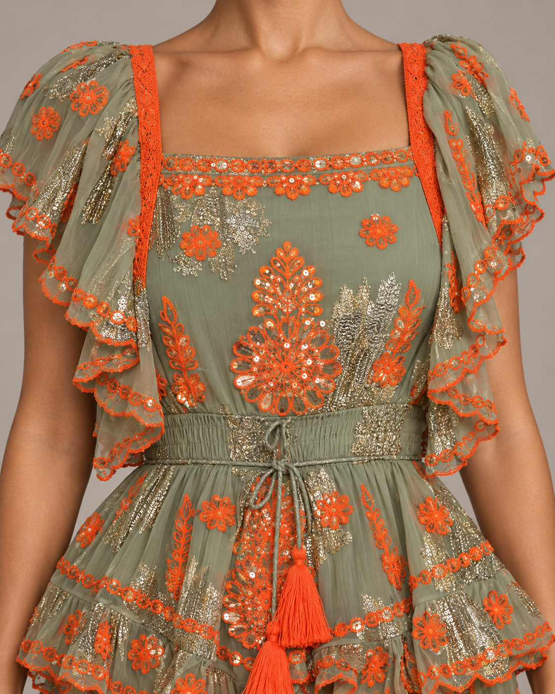Faiza Embroidered Skirt Blouse Set with High-Low Hem | ibBan