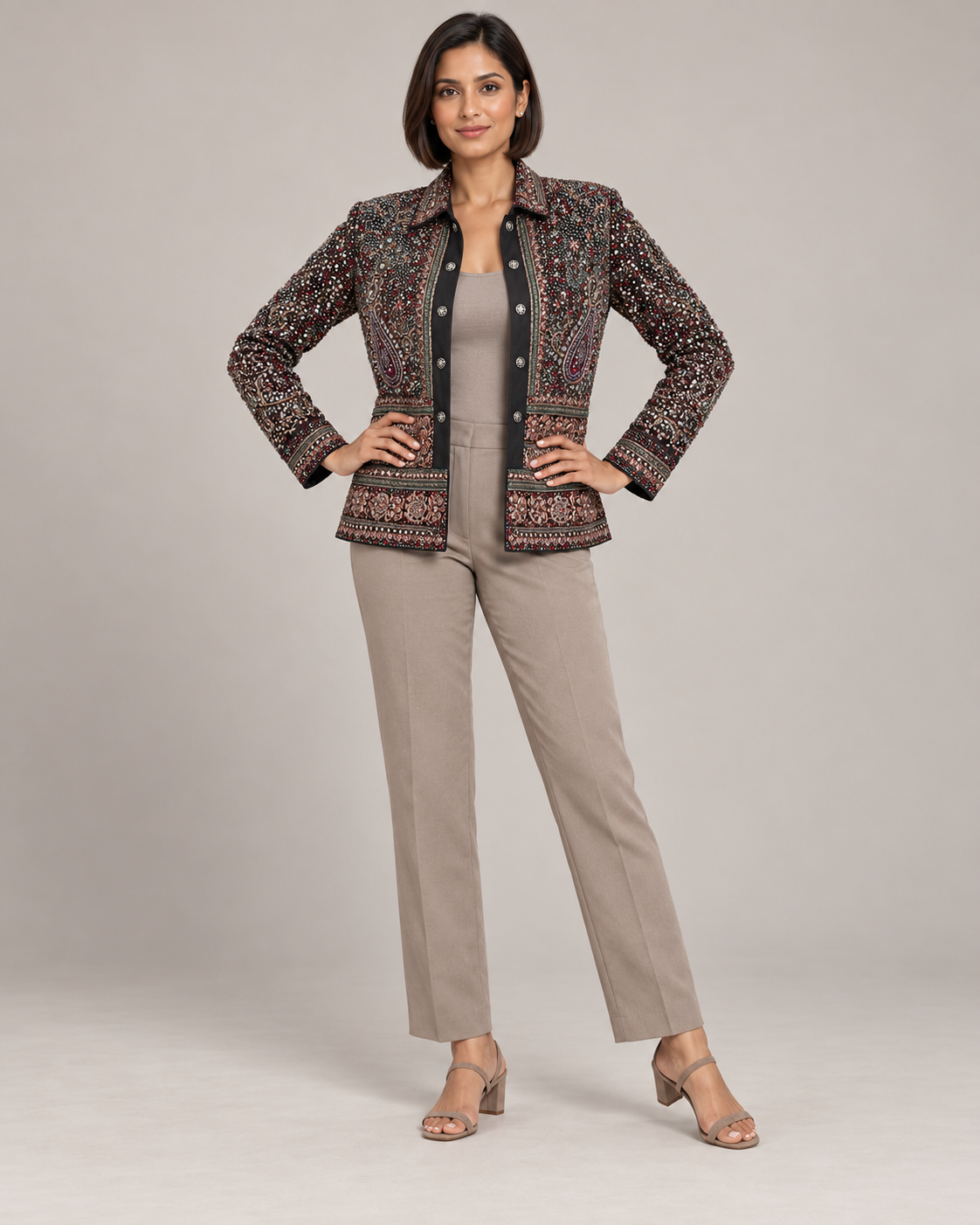 Sitara Black Embellished Paisley Jacket | ibBan
