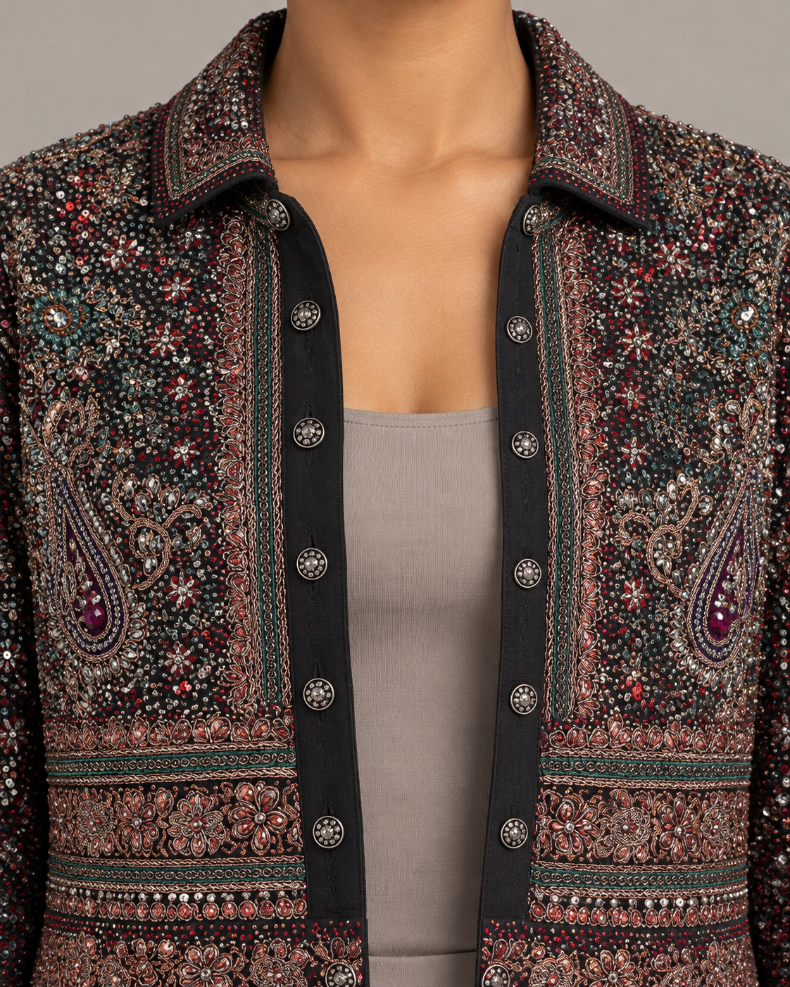 Sitara Black Embellished Paisley Jacket | ibBan