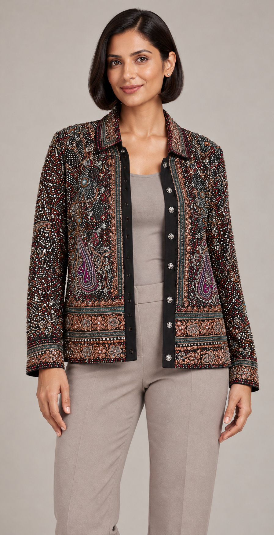 Sitara Black Embellished Paisley Jacket | ibBan