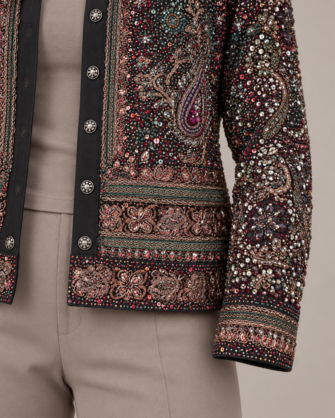 Sitara Black Embellished Paisley Jacket | ibBan