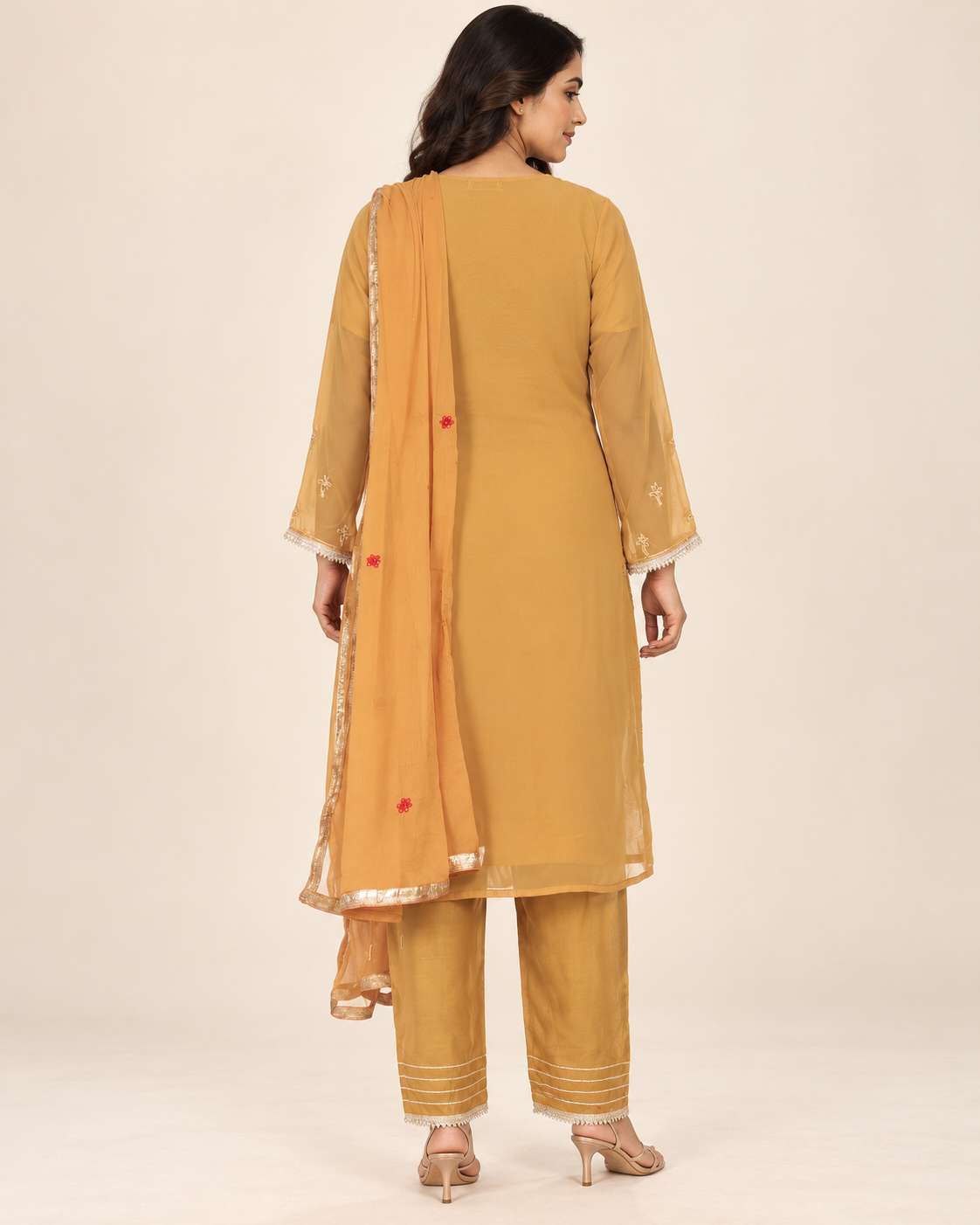 Nirmla Mustard Yellow Embroidered Suit with Dupatta | ibBan