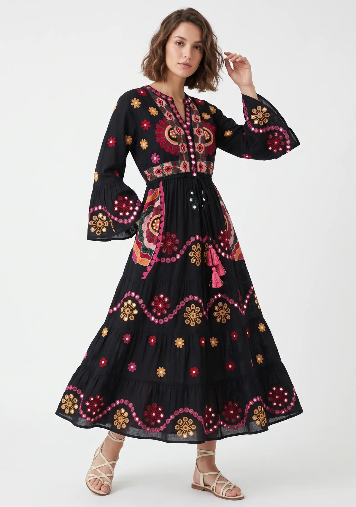 Women’s Cotton Hand-Embroidered Long Tunic - Sara