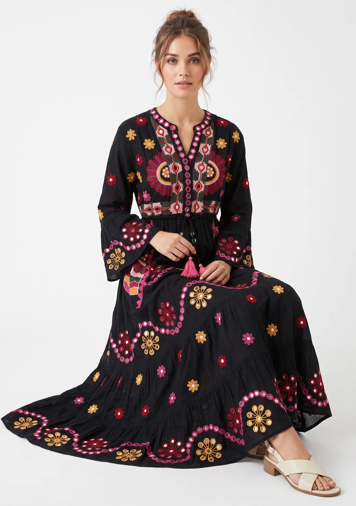 Women’s Cotton Hand-Embroidered Long Tunic - Sara