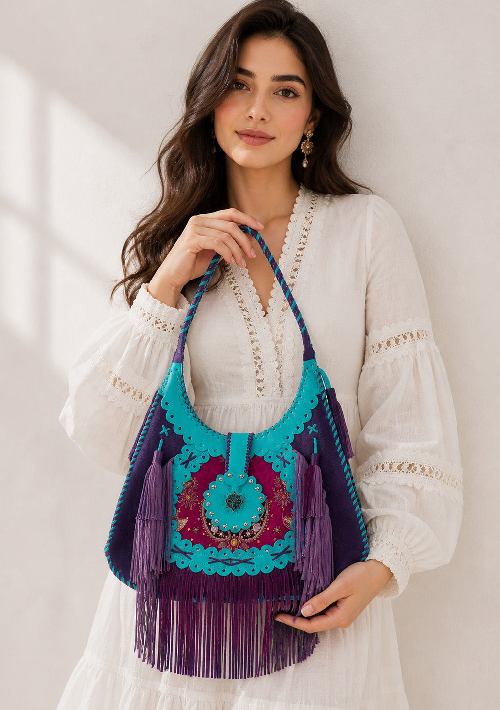 ibBan Hand-Embroidered Canvas Ibza Cabas with Beadwork - Ibza