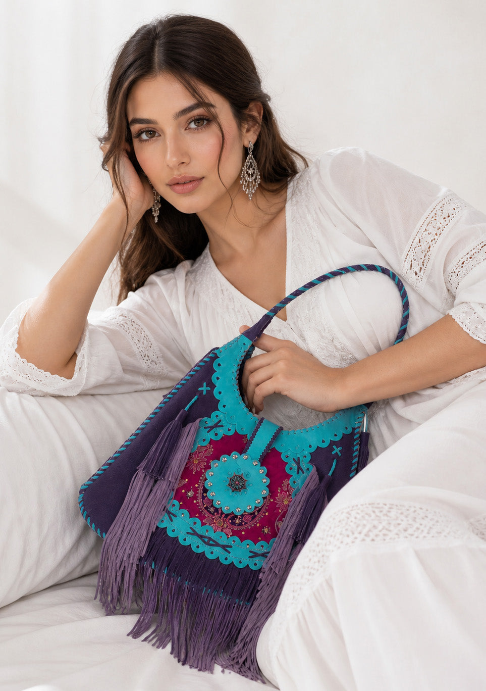 ibBan Hand-Embroidered Canvas Ibza Cabas with Beadwork - Ibza
