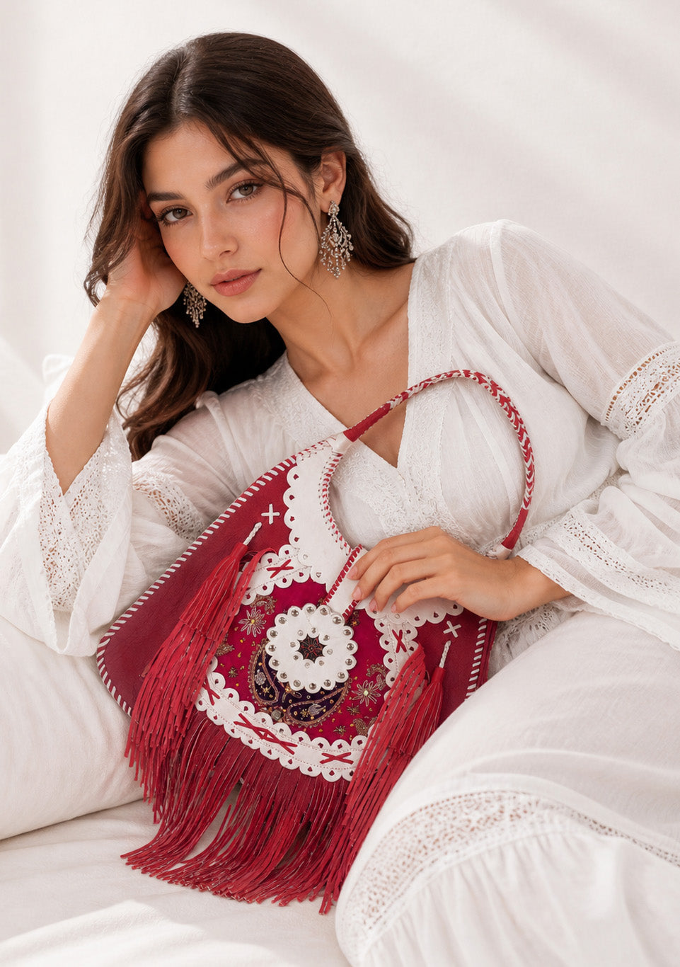 ibBan Hand-Embroidered Canvas Ibza Cabas with Beadwork - Ibza