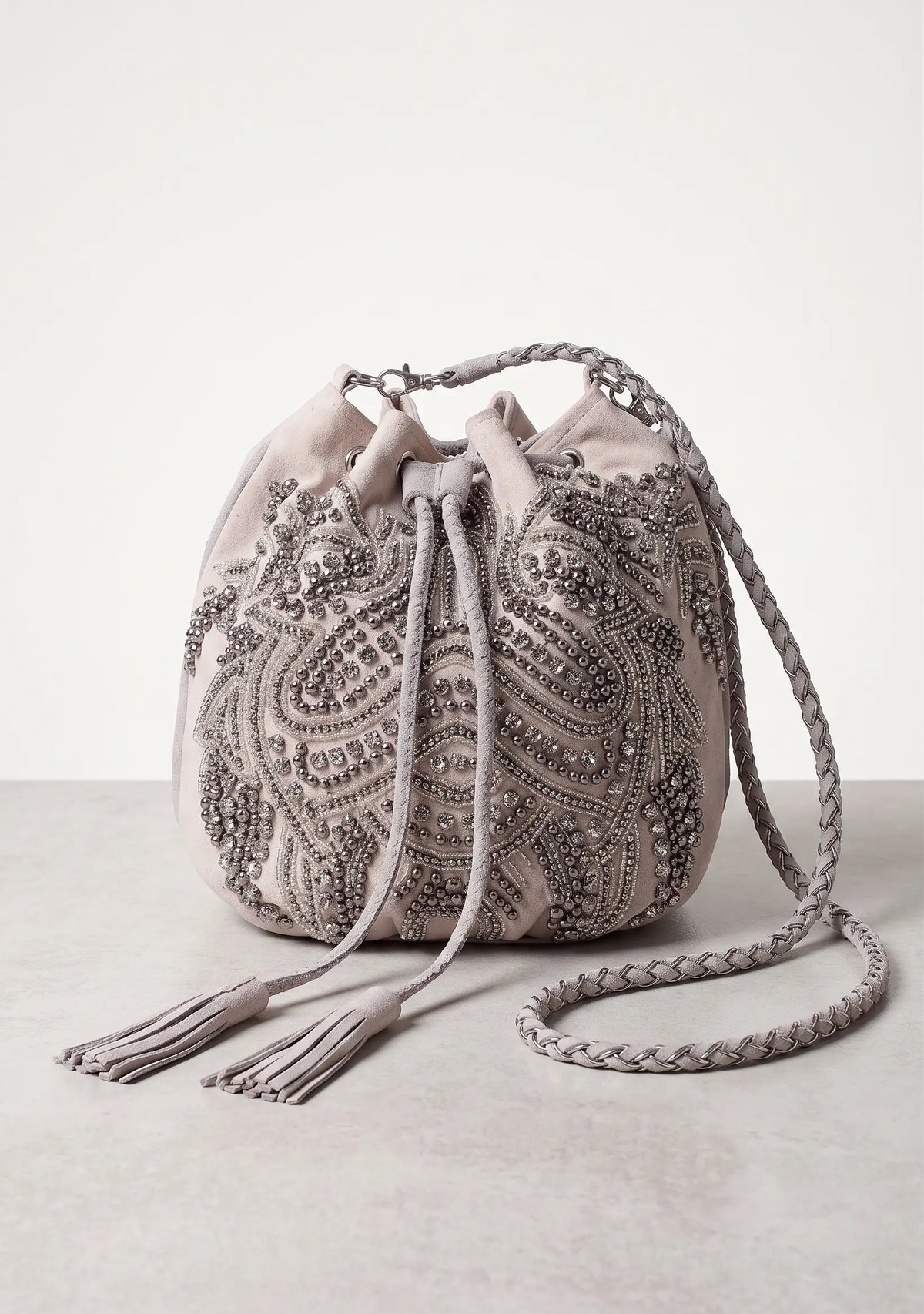 ibBan Hand-Embroidered Canvas Potli Bag with Beadwork - Masum