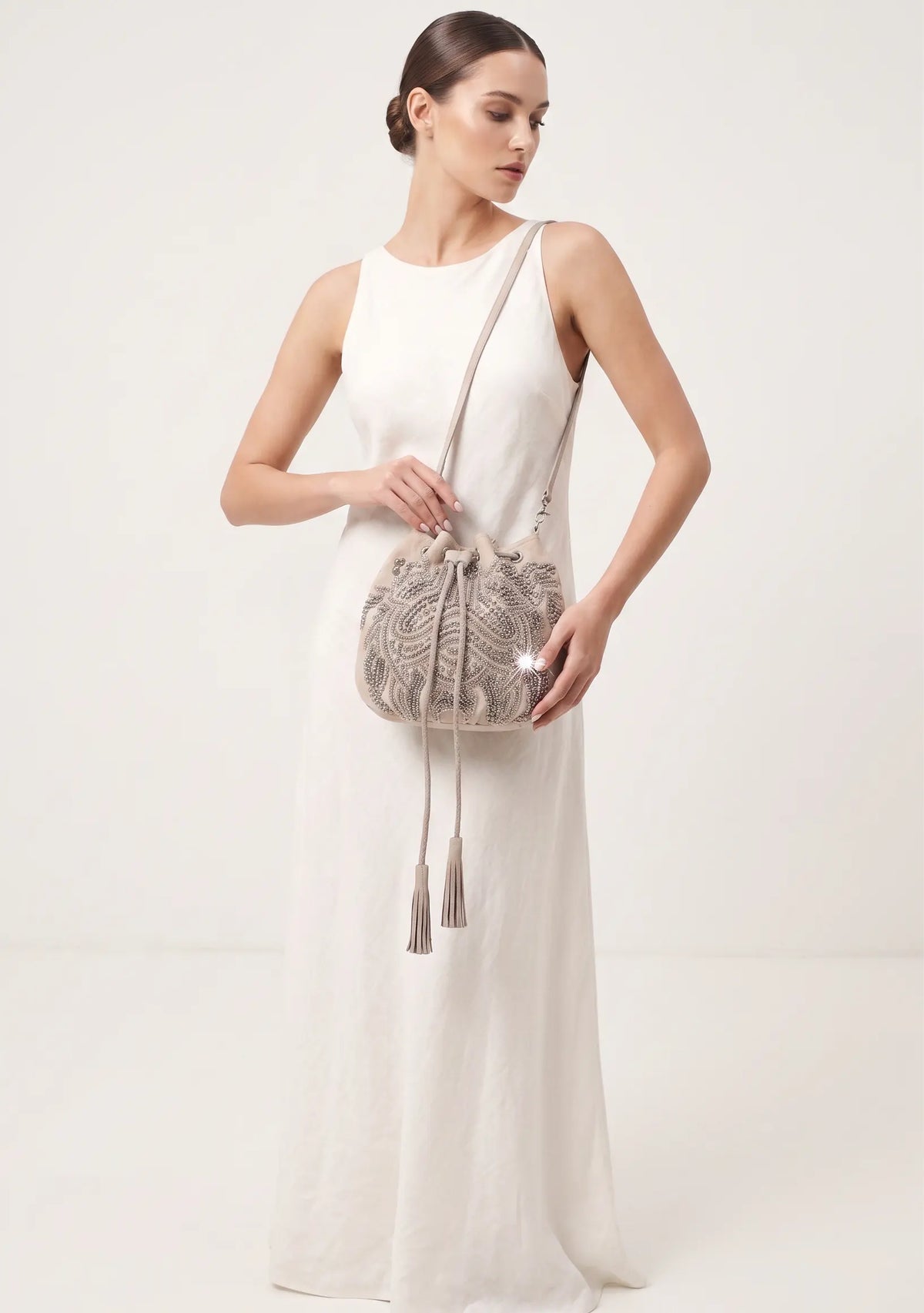 ibBan Hand-Embroidered Canvas Potli Bag with Beadwork - Masum
